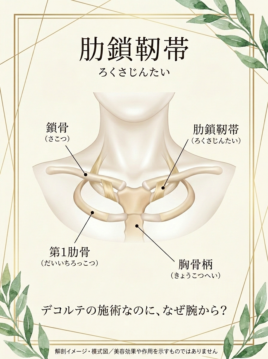 肋鎖靱帯の位置関係を示す解剖イメージ・模式図