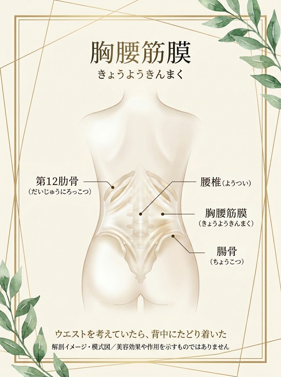 胸腰筋膜の位置関係を示す解剖イメージ・模式図