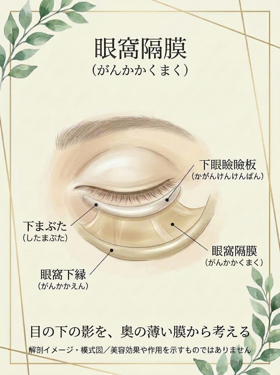 眼窩隔膜の位置関係を示す解剖イメージ・模式図