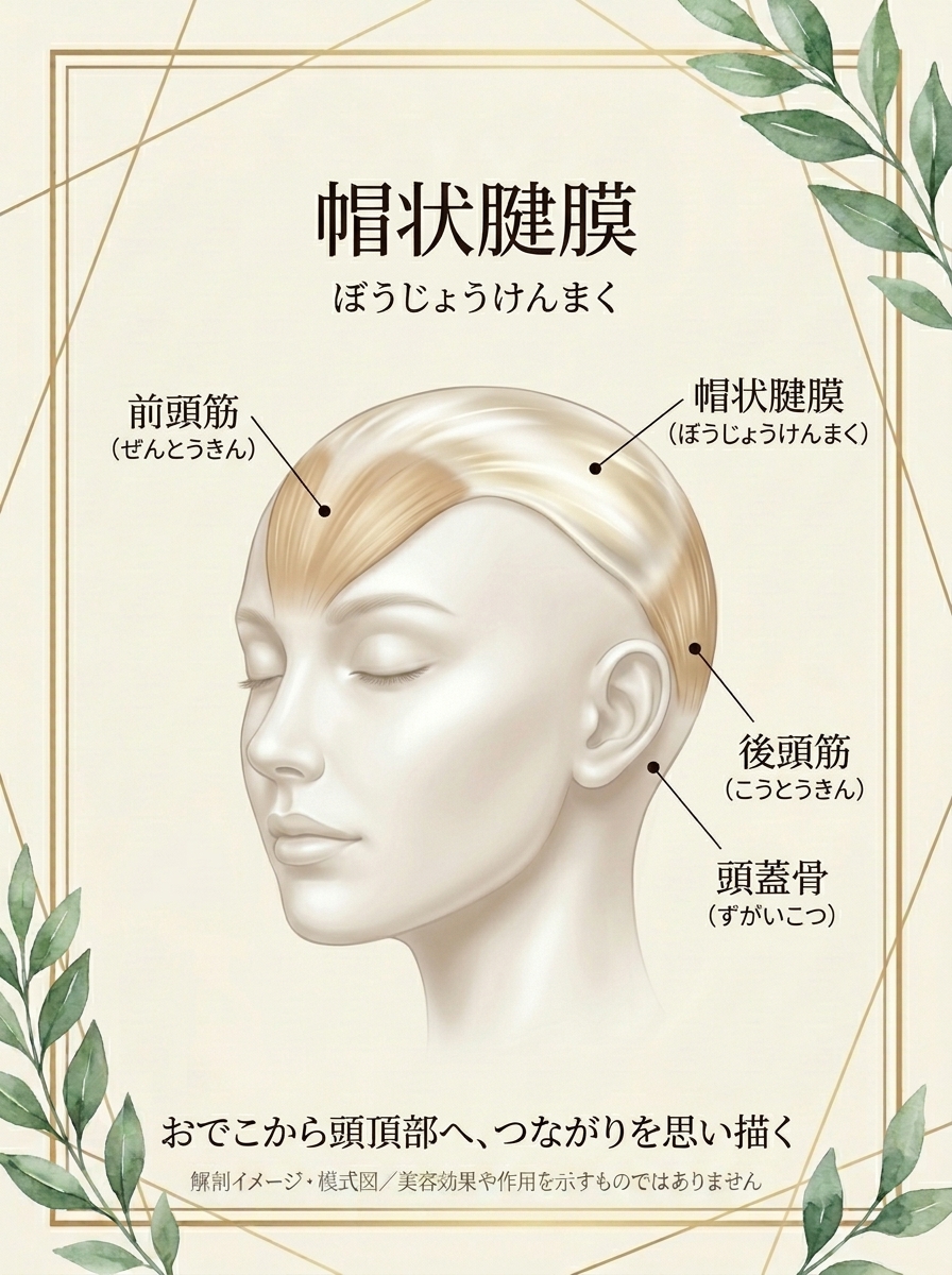 帽状腱膜の位置関係を示す解剖イメージ・模式図