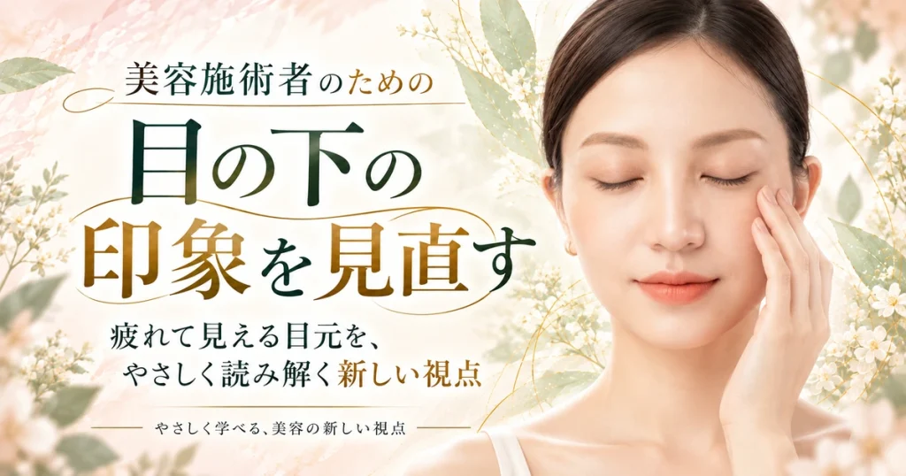 目を閉じた女性が、目の外側から頬へ指先をそっと添えている。